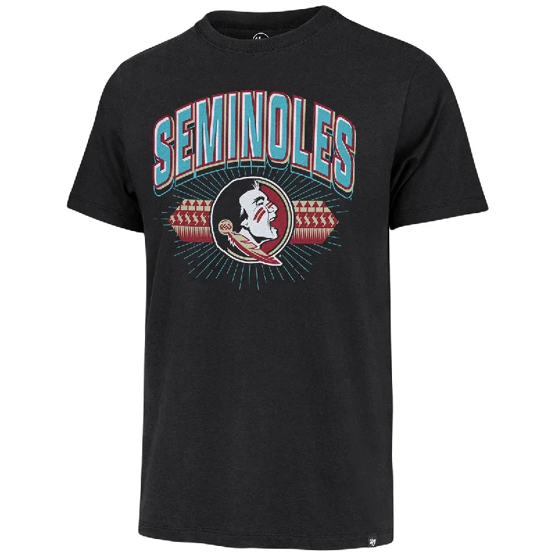 47 Brand Men's Seminoles/Seminole Logo Turquoise Tribal Design Short Sleeve T-shirt - Black