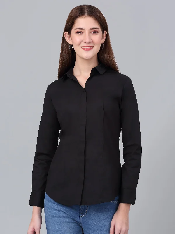 Women's Black Solid Formal Shirt