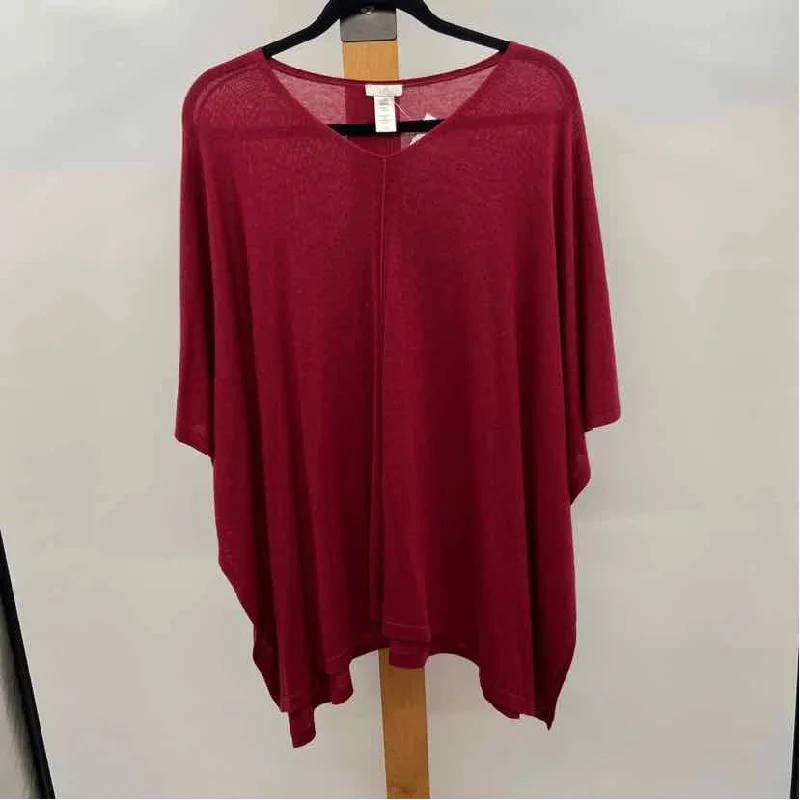 JJill Women's Size One Size Cranberry Solid Poncho