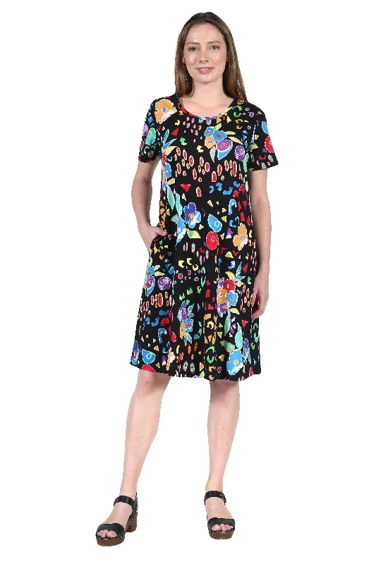 La Cera Abstract Floral Print Cotton Dress