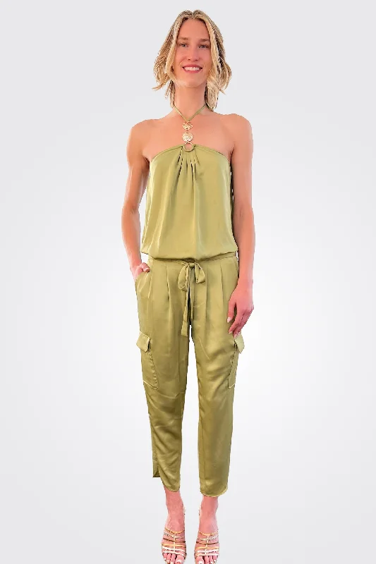 Satin Pocket Allyn Pant - Vintage Olive