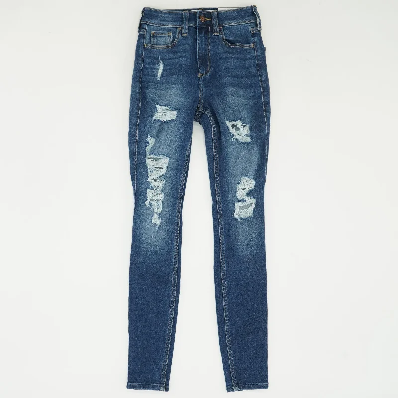 Blue Solid High Rise Skinny Leg Jeans