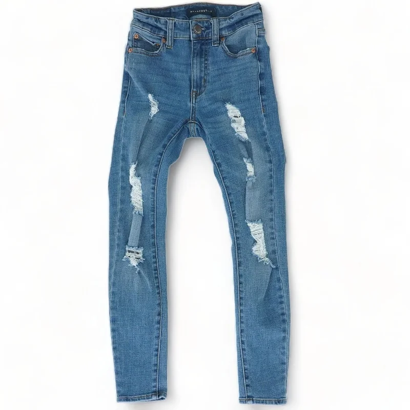 Blue Solid High Rise Skinny Leg Jeans