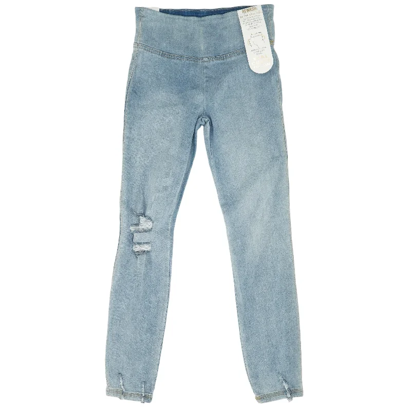 Blue Solid High Rise Skinny Leg Jeans