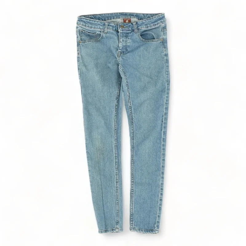 Blue Solid Mid Rise Skinny Leg Jeans