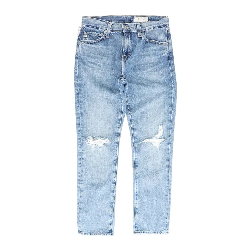 Blue Solid Mid Rise Slim Leg Jeans