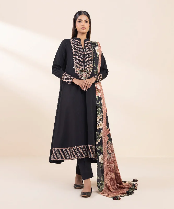 3 Piece - Embroidered Khaddar Suit