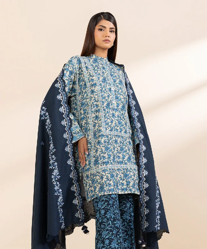 3 Piece - Embroidered Khaddar Suit