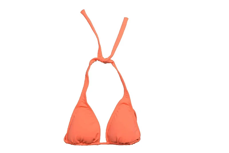 Women's Halter Tie Strap Triangle Cup Bikini Top In Tangarine