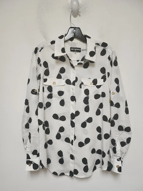 Top Long Sleeve Designer By Karl Lagerfeld In Black & White, Size: S