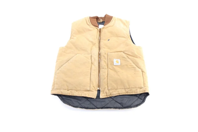 Carhartt Logo Patch Tan Quilted Zip Up Vest